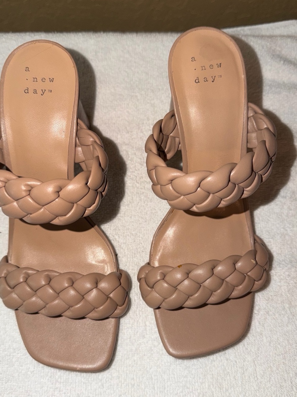a new day Braided Double-Strap Slide Heels — Nude Tan